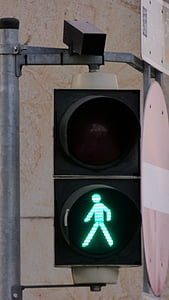 réverbère, le feu vert, de signalisation, rue