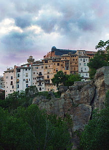 bekken, Spanje, panoramisch, rotsen en stad, oude stad, hangende huizen, Museum van de wetenschap