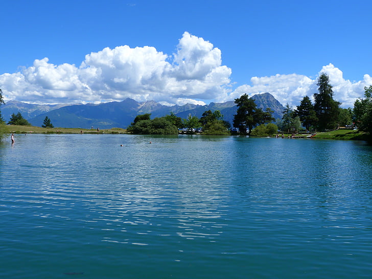 lake st apollinaire, lake, landscape, mountain, nature, alps, blue