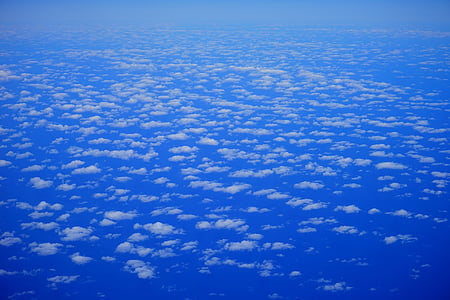 núvols, cel, volar, per sobre dels núvols, blau