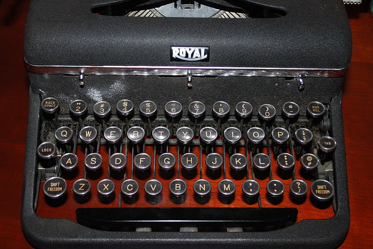 psací stroj, dopisy, typ, kancelář, staré, klasické
