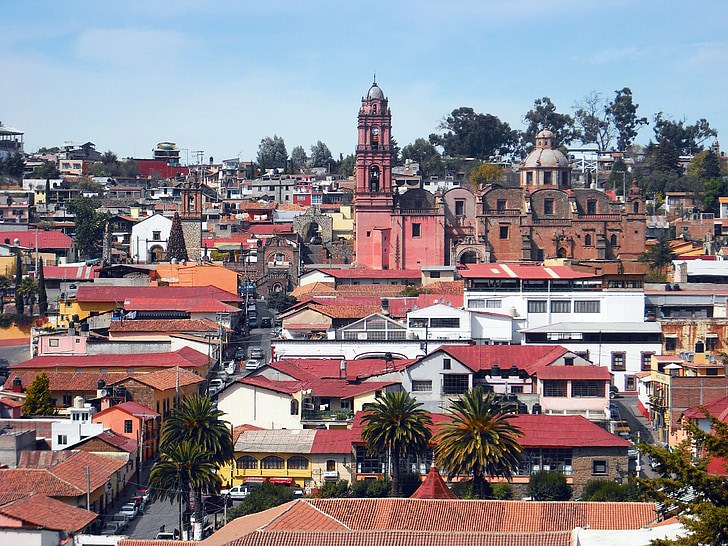 ville, Mexique, rural, village, bâtiments, architecture, tlalpuhahua