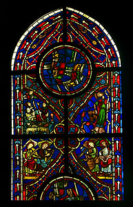 verre souillé, fenêtre de, gothique, Église, Varennes-jarcy, île-de-france, bergers