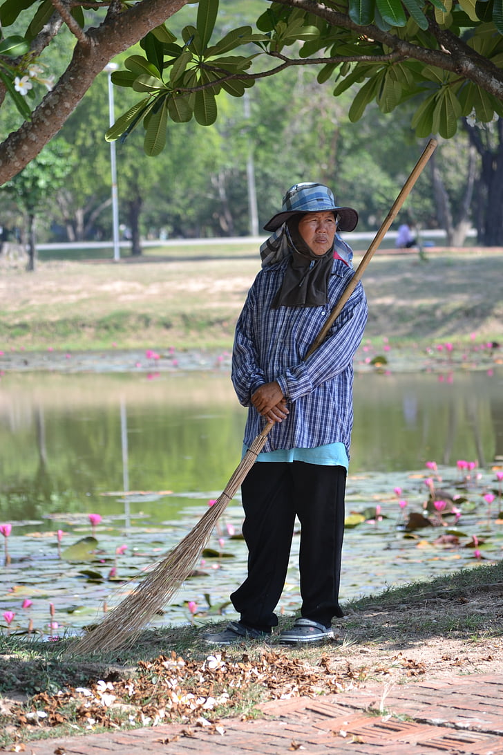 Thailand, arbetande kvinnor, arbetare, planter, arkeologiska parken, Sukhotai, kvinnor