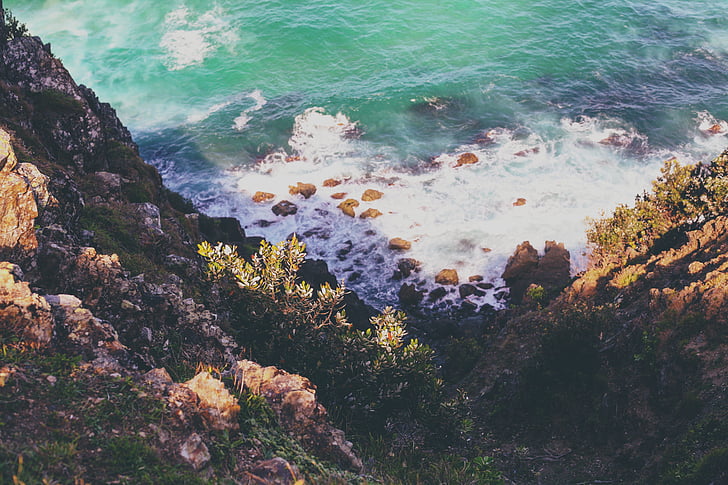 Costa, oceano, pedras, mar, beira-mar, água, ondas