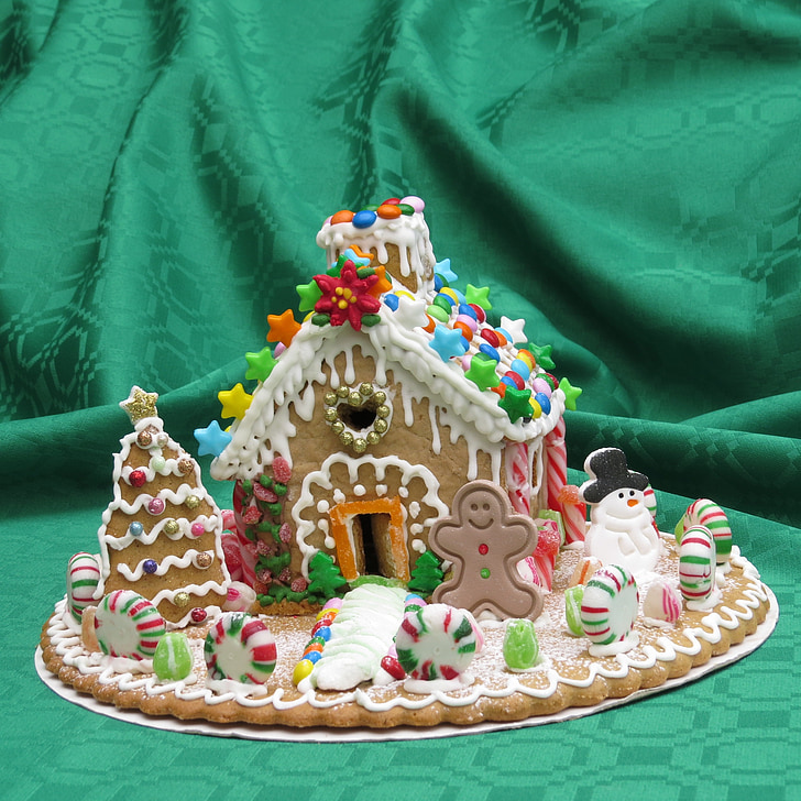 Casa de turtă dulce, produse de patiserie de Crăciun, Crăciun, produse de patiserie, turtă dulce, decor, părţile