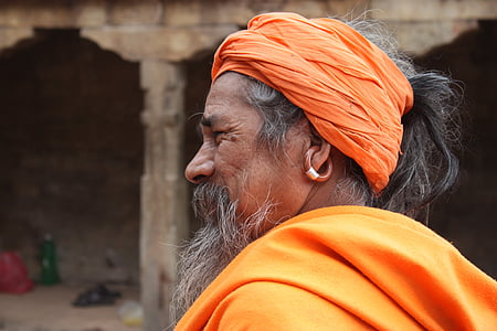 Népal, homme, hindou, vieux, vieil homme