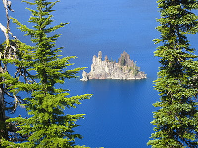 Мастер остров, Кратерное озеро, Каскад гор, Национальный парк, Орегон, Каскад, Вулкан