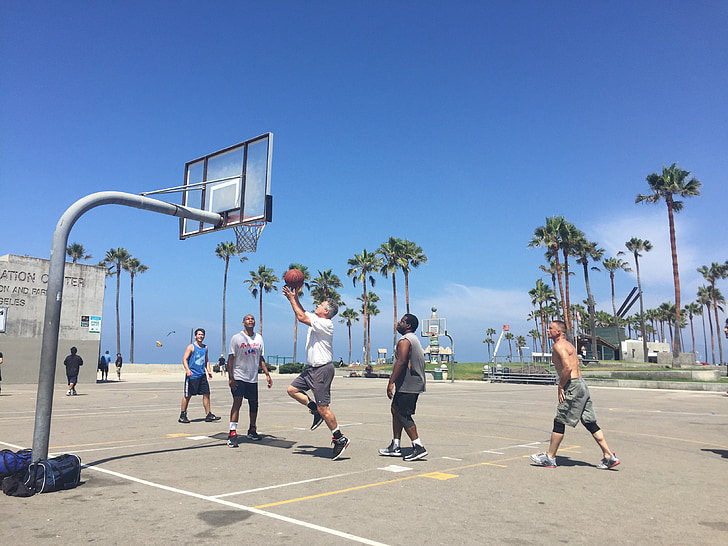 basketball, venice, california, game, beach, playing, men