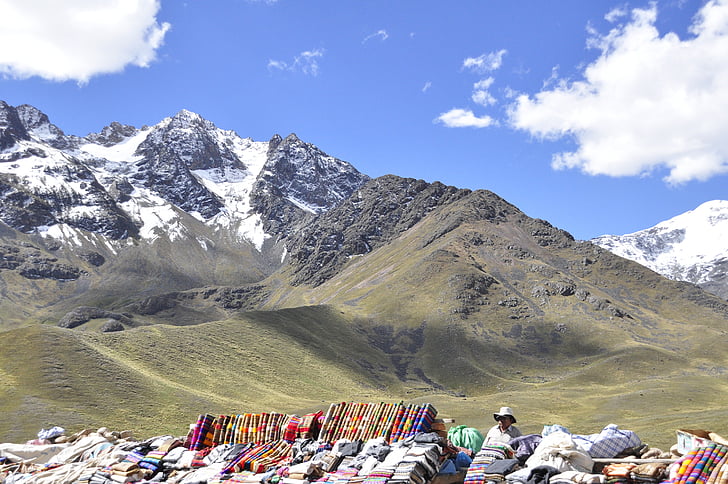 los Andes, montaña, Perú, nieve, mercado