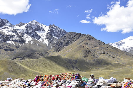 Andes, montagne, Pérou, neige, marché