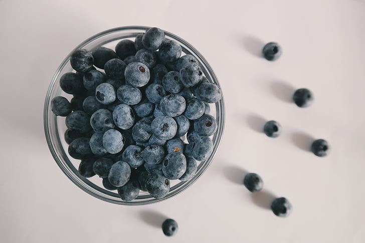 berries, blue, blueberries, blueberry, food, white