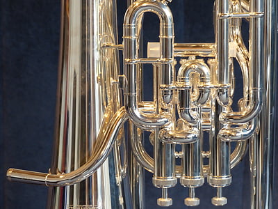 eufonium, instrumentet, ark, musikk, bugle, périnet ventiler, glans