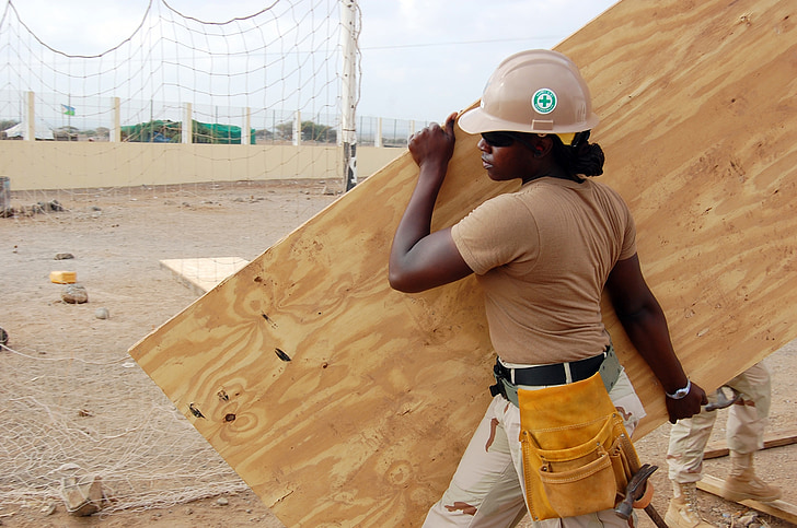 construction, travailleur, bâtiment, emploi, site, femelle, Builder