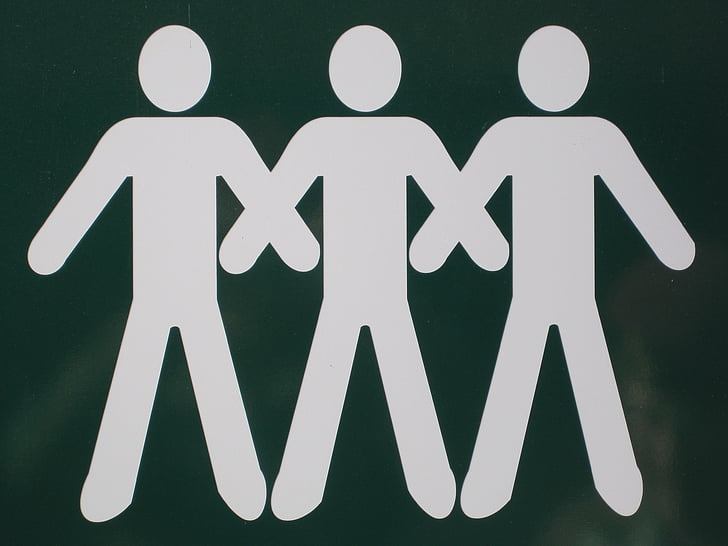 znak odbora, bijele figure, osobe, ljudi, tri, ljudi, Rulja skuplja područje