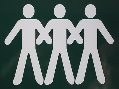 znak odbora, bijele figure, osobe, ljudi, tri, ljudi, Rulja skuplja područje