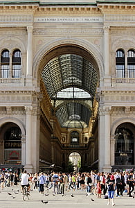 turism, Milan, shopping, gallerier, mall, arkitektur, mode