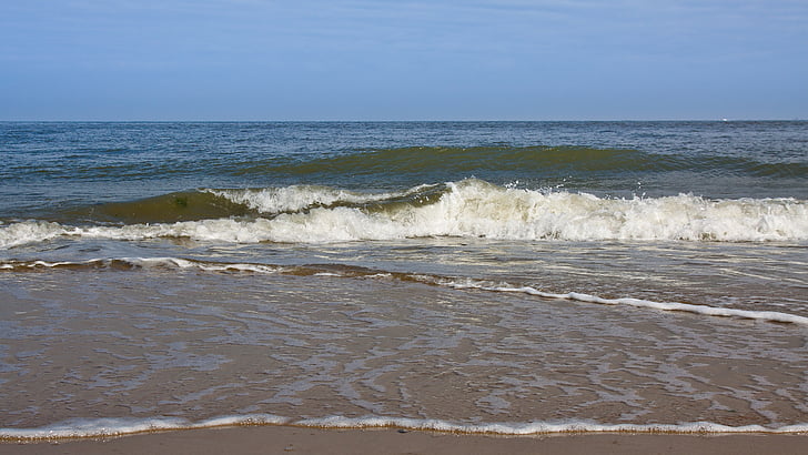 ona, platja, l'aigua, cel, blau, Mar, escuma