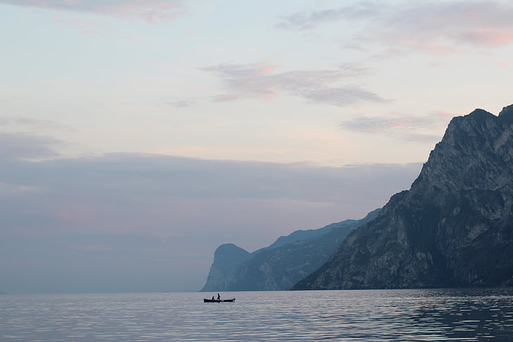 Sonnenuntergang, Garda, Boot, Torbole, Italien
