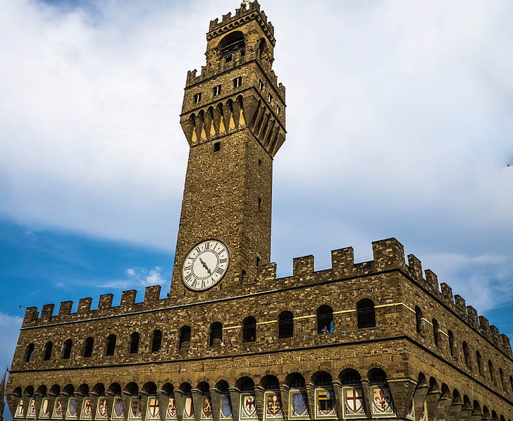 tour de la Galerie des offices, Florence, Italie, Piazza della signoria, architecture, Église, forteresse