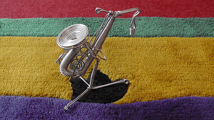 saxofone, instrumento, música, de dobramento, mecânica, som, sax em miniatura