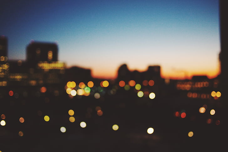 bokeh, fotografia, Metrópolis, noite, cidade, luzes da noite, iluminado