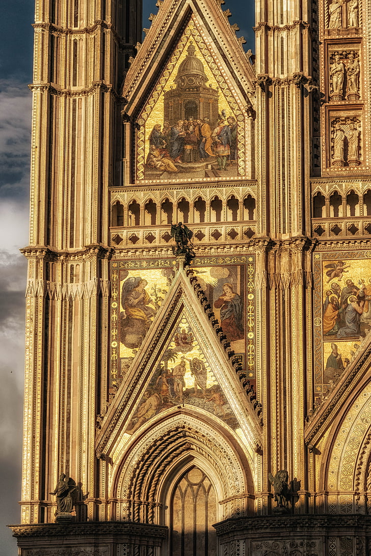 Katedral, Dom, Italia, Orvieto, karya, emas, gloss