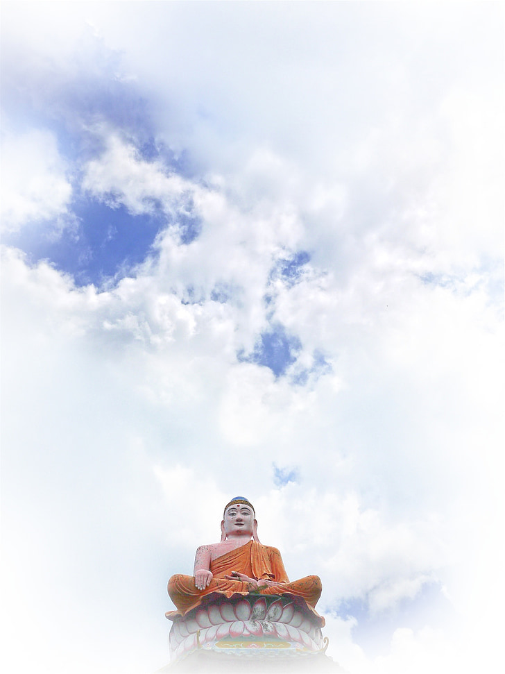 ο Βούδας, άγαλμα, Πολιτισμός, θρησκεία, ουρανός, σύννεφα, ο Βουδισμός
