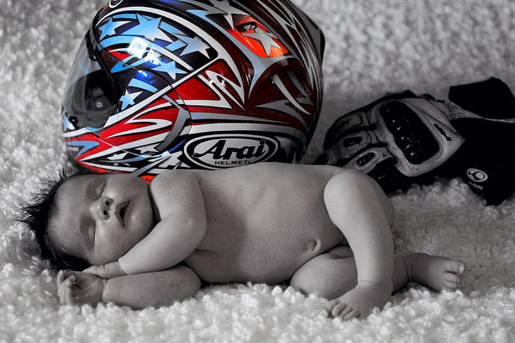 infant, kid, baby, rest, child, helmet