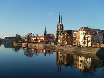 staden, Wrocław, Panorama över staden, arkitektur, byggnader, Visa, Europa