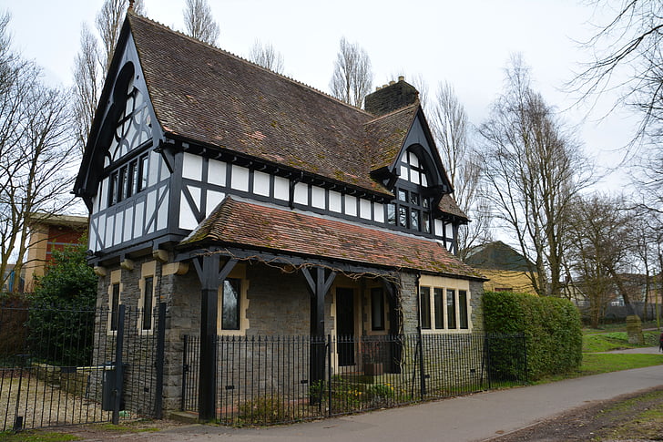 Casa, Tudor, Inicio, arquitectura, Reino Unido, exterior, Inglés