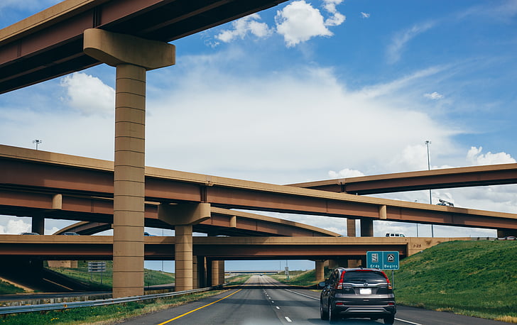 arquitectura, asfalto, automóvil, puentes, coche, conexión, en coche
