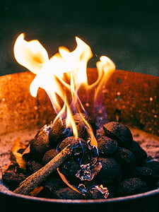 barbecue, camping, coals, fire, flames, heat, outdoors