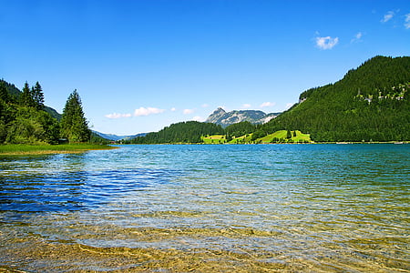 tyrol, haldensee, austria, tannheim, mountains, water, nature