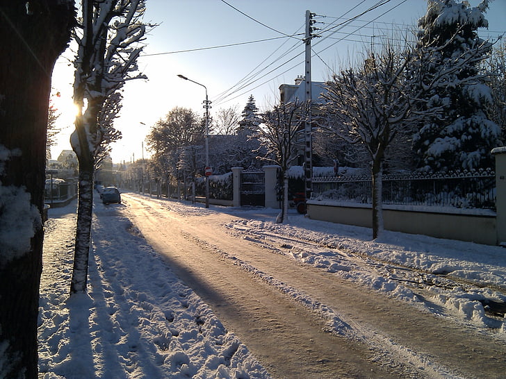 Street, sne, kolde, isen frosset, iskold, gel, vinter