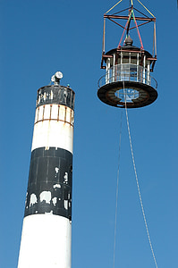 Lighthouse, lampe værelse, vedligeholdelse, arbejdstagere, kran, løft, Cape canaveral