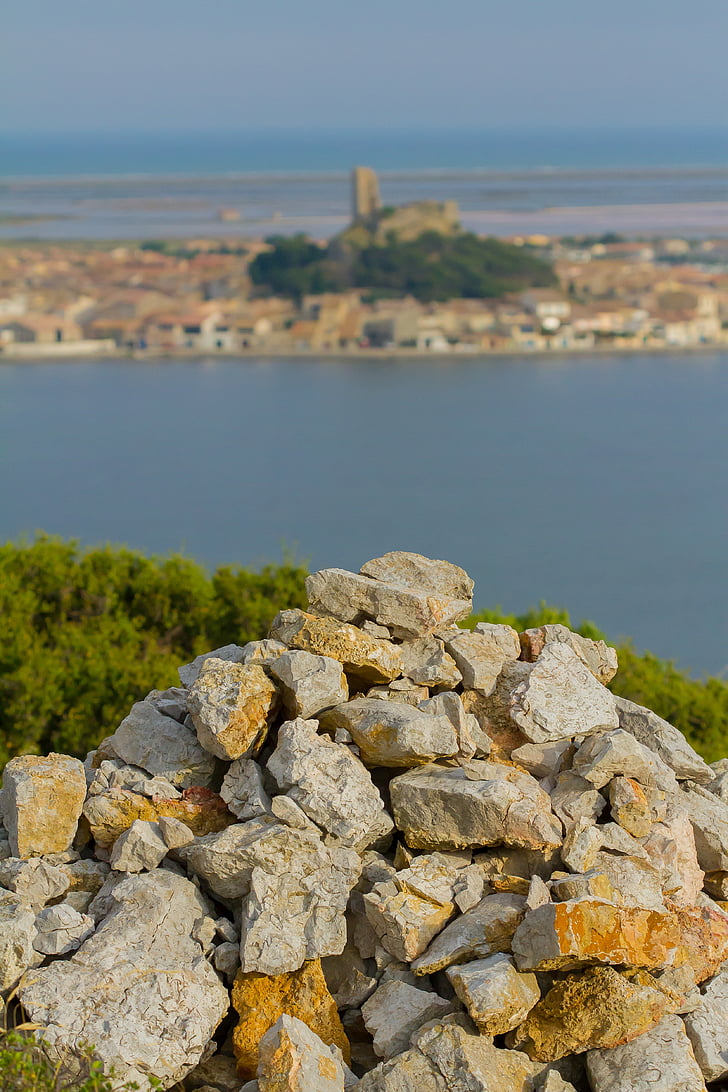 Gruissan, sjøen, Frankrike, steiner, landskapet, historisk by, barberousse tower