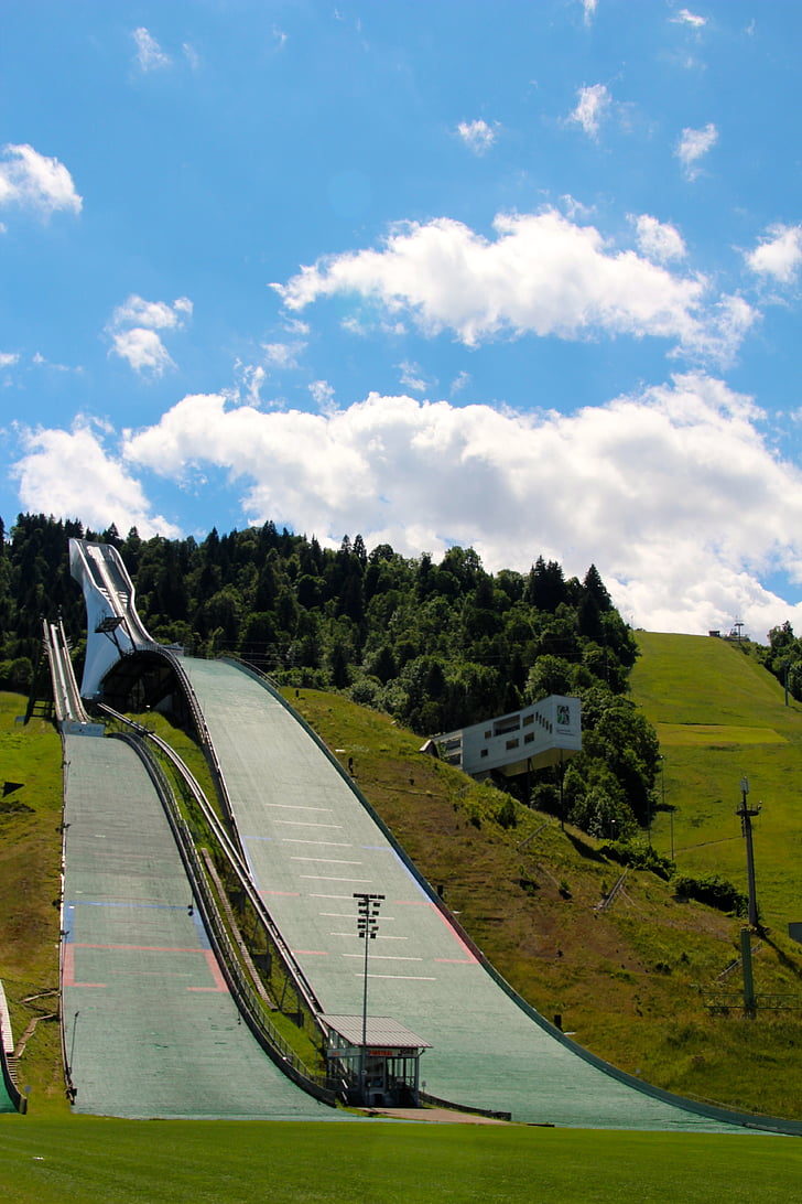χιονοδρομικό κέντρο, Garmisch partenkirchen, άλμα με σκι, το καλοκαίρι, φύση