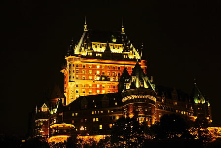 Canadá, Québec, Hotel, Castelo, Frontenac, à noite, arquitetura