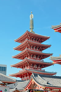pagoda, senso-ji, temple, asakusa, tokyo, japan, buddhism