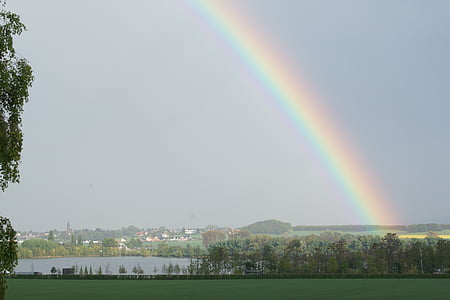 arco iris, Lago, arco, Estado de ánimo, fenómeno natural, colores del arco iris, espectro de