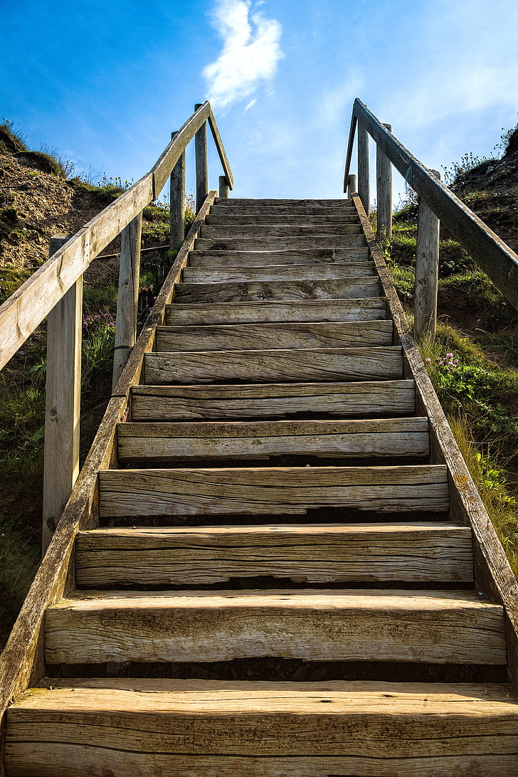 stopnice, stran, postopoma, vzpon, pojav, korak stopnišč, lesene stopnice