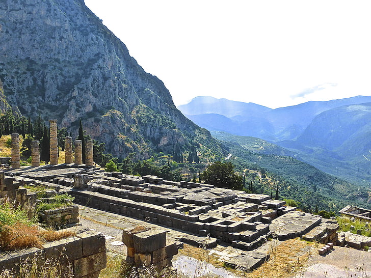 delphi, ruins, greek, mountain, ancient, architecture, heritage