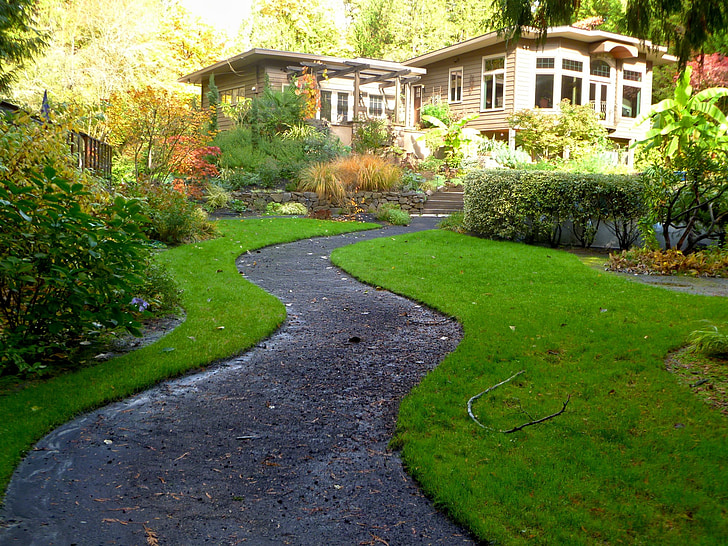 home, landscape, yard, lawn, garden, path, grass