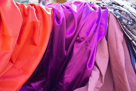 silk, noble, towels, orange, violet, pink, fabric