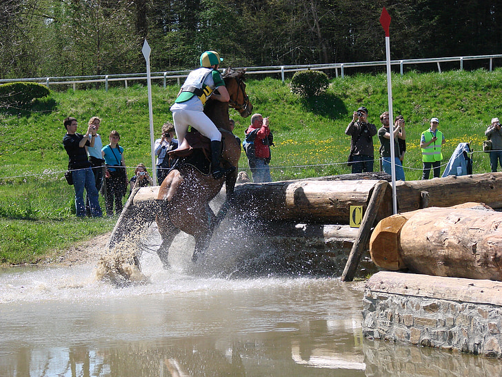 sport, horseback riding, horse, obstacle, cross, eventing, ford