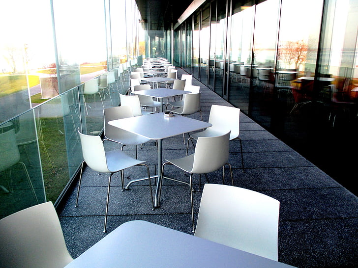 gastronomy, gallery, restaurant, chairs, dining tables, window, mirroring