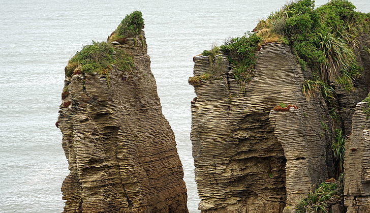 palacsinta-sziklák, Új-Zéland, west coast, déli-sziget, szikla, természet, víz