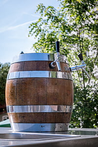 barrel, beer keg, tap, hahn, beer, wood, festival
