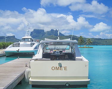 Bora-bora, nước taxi, Nam Thái Bình Dương, ngọc lam, thuyền, Polynésie (Pháp), núi